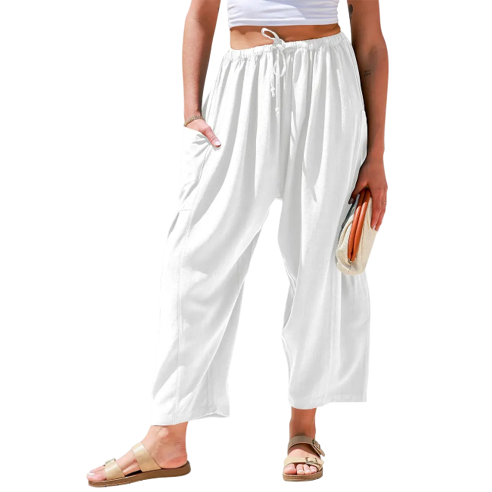 Women's Linen Blend Wide Leg Pants with Pockets