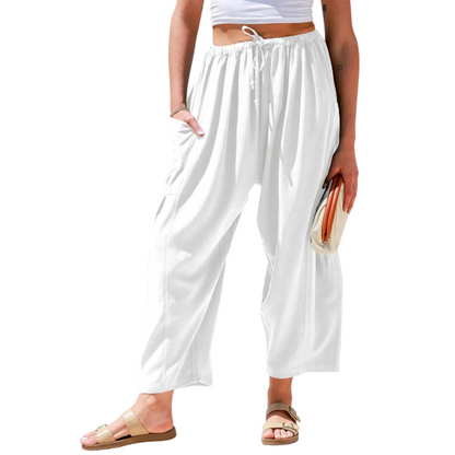 Women's Linen Blend Wide Leg Pants with Pockets