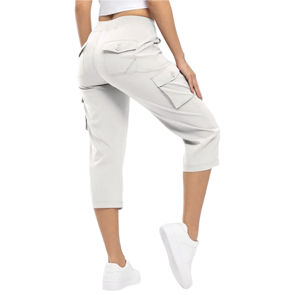 Womens Cargo Capris Lightweight Hiking Pants 6 Pockets