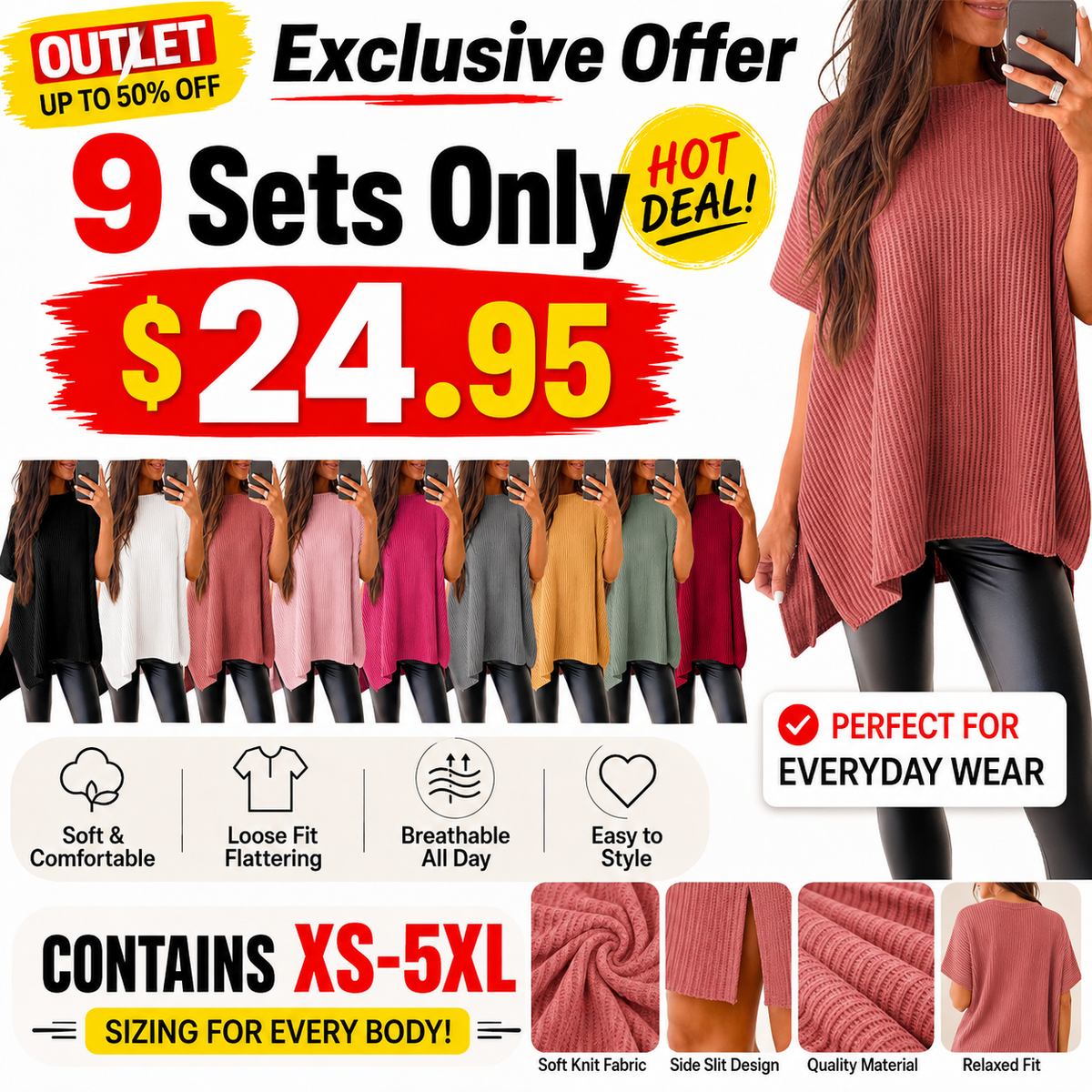 Women’s Solid Knit Puff Sleeve Sweater