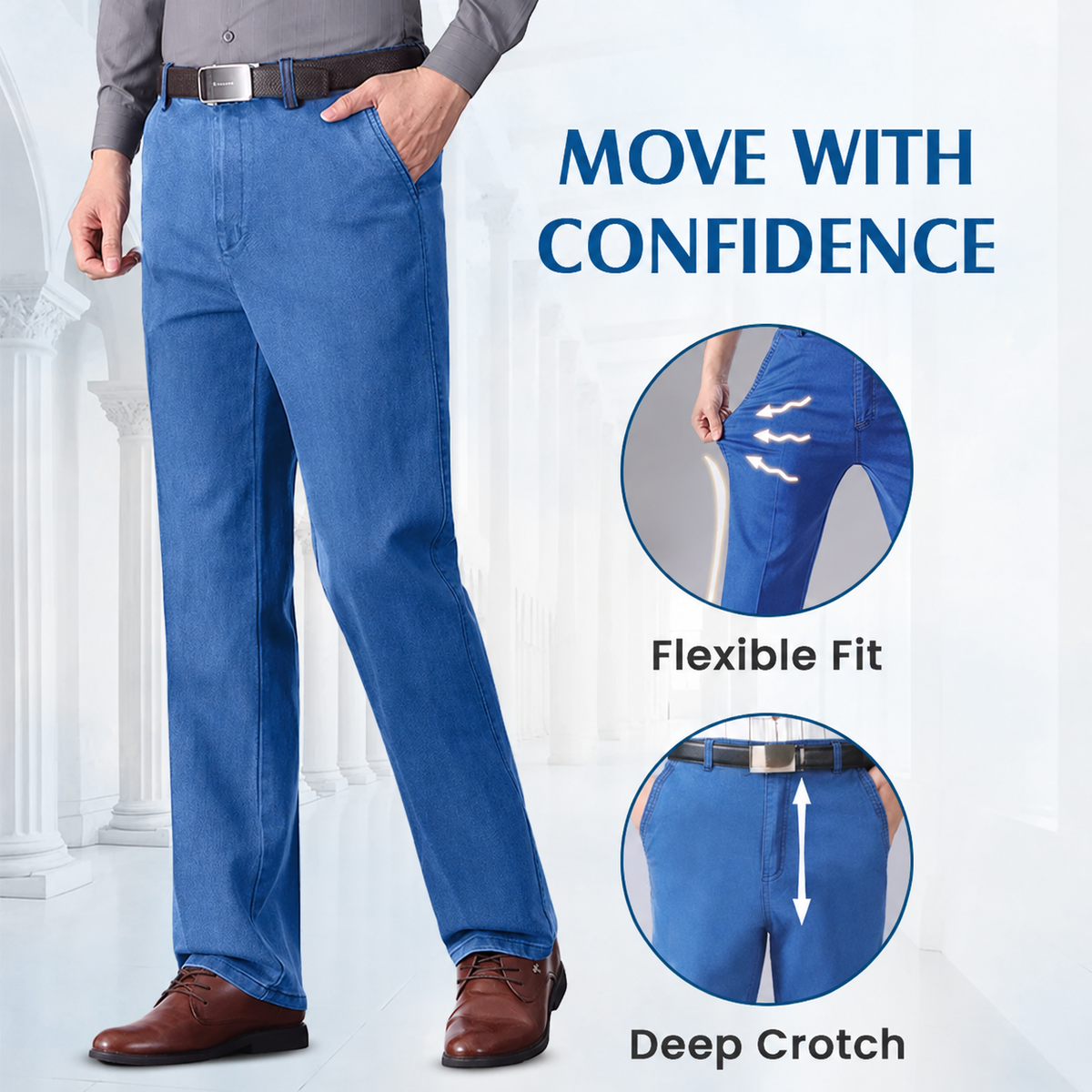 Men's Classic Straight Fit Stretch Jeans