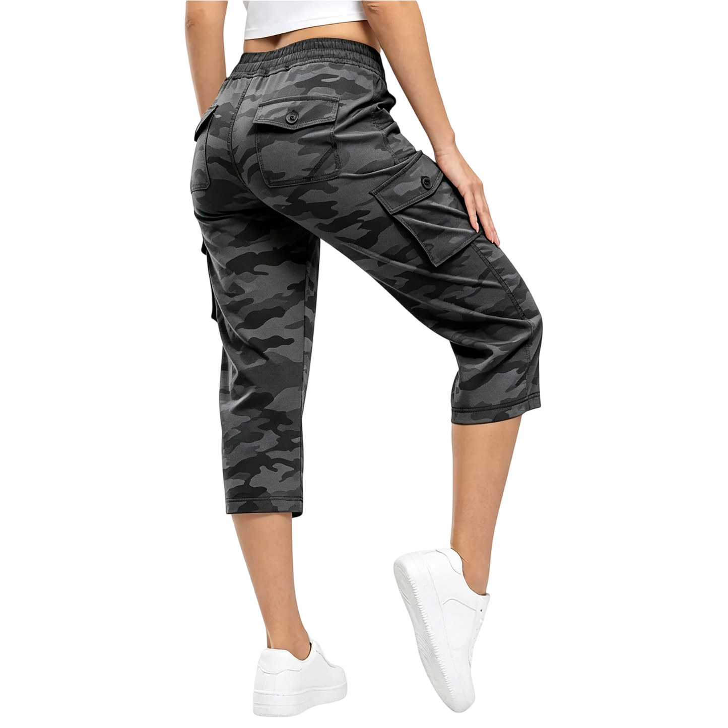 Womens Cargo Capris Lightweight Hiking Pants 6 Pockets