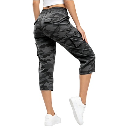 Womens Cargo Capris Lightweight Hiking Pants 6 Pockets