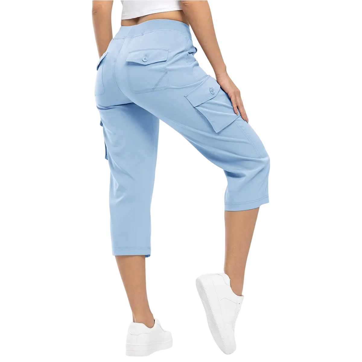 Womens Cargo Capris Lightweight Hiking Pants 6 Pockets