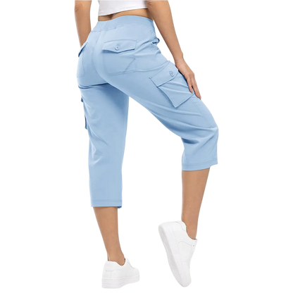 Womens Cargo Capris Lightweight Hiking Pants 6 Pockets