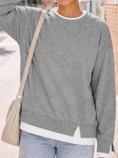 【LAST DAY SALE】Women's Oversized Layered Crewneck Sweatshirt - Ultra Cozy