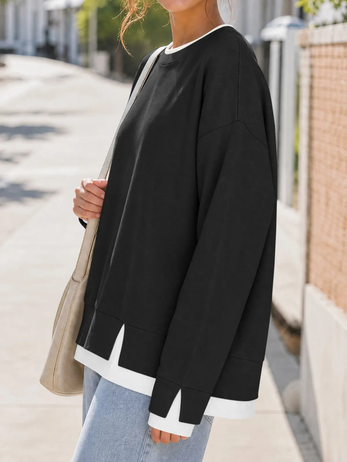 【LAST DAY SALE】Women's Oversized Layered Crewneck Sweatshirt - Ultra Cozy