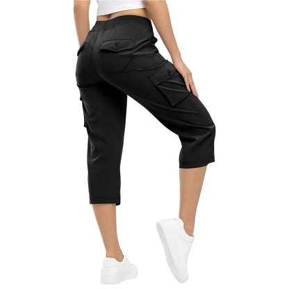 Womens Cargo Capris Lightweight Hiking Pants 6 Pockets