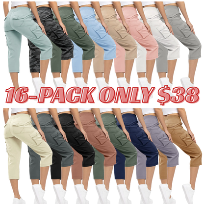 Womens Cargo Capris Lightweight Hiking Pants 6 Pockets