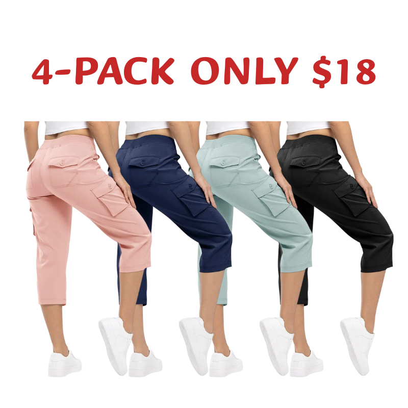 Womens Cargo Capris Lightweight Hiking Pants 6 Pockets